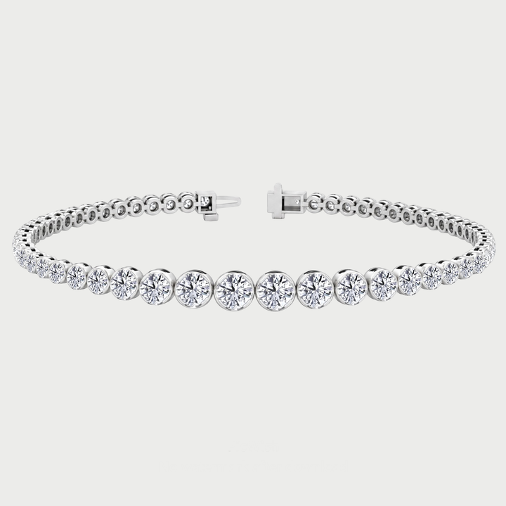 Graduated Lab Grown Diamond Crown Prong Tennis Bracelet 