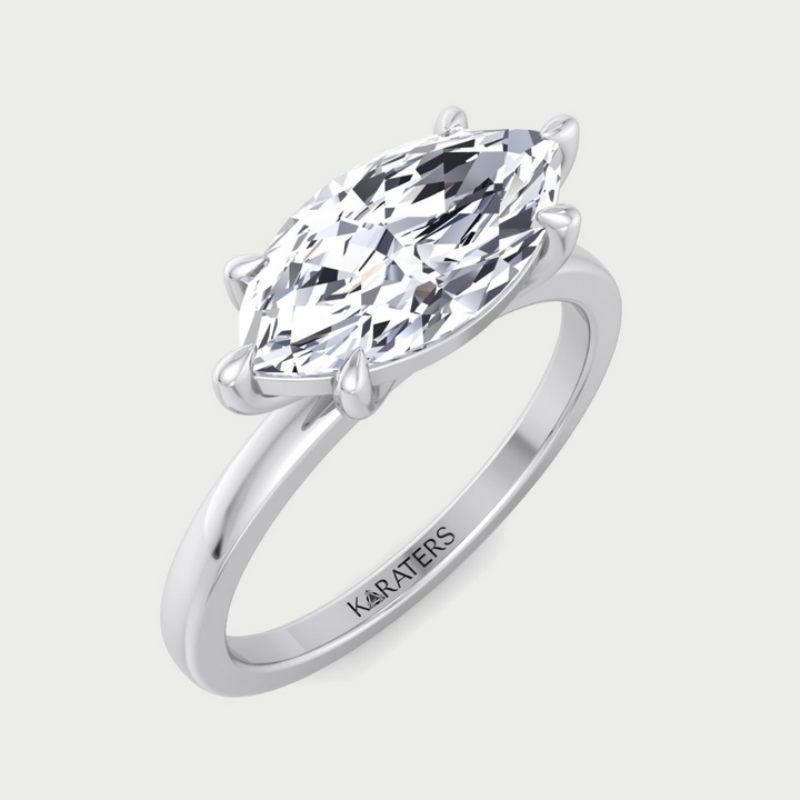 Marquise Cut Lab Grown Diamond East West Solitaire Engagement Ring