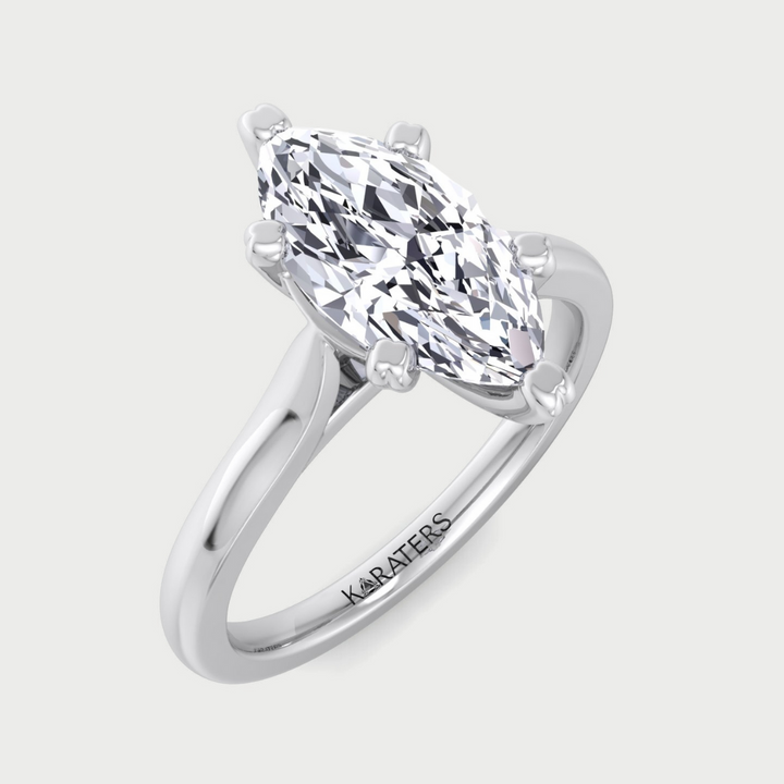 Marquise Cut Solitaire Lab Grown Diamond Engagement Ring