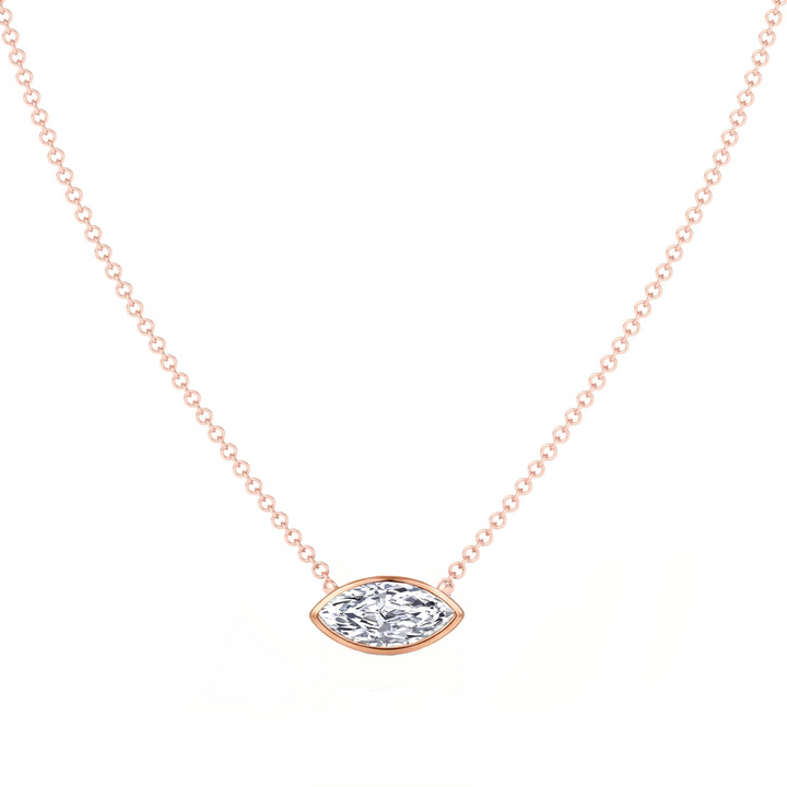 Bezel Floating Marquise Shape Lab Grown Diamond Pendant  RG