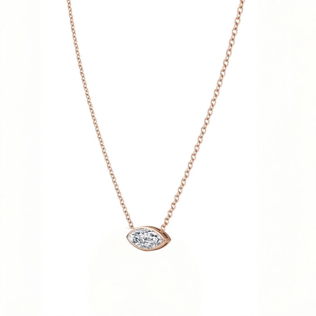 Bezel Floating Marquise Shape Lab Grown Diamond Pendant  RG 2