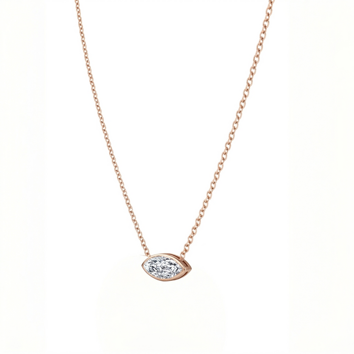 Bezel Floating Marquise Shape Lab Grown Diamond Pendant  RG 2