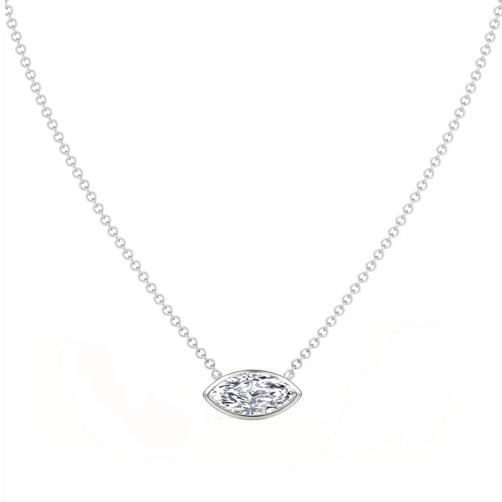 Bezel Floating Marquise Shape Lab Grown Diamond Pendant  WG