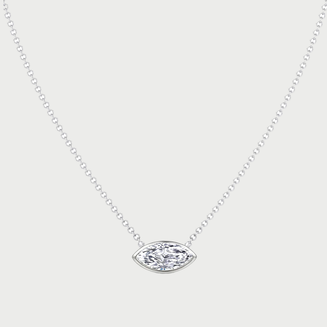 Bezel Floating Marquise Shape Lab Grown Diamond Pendant