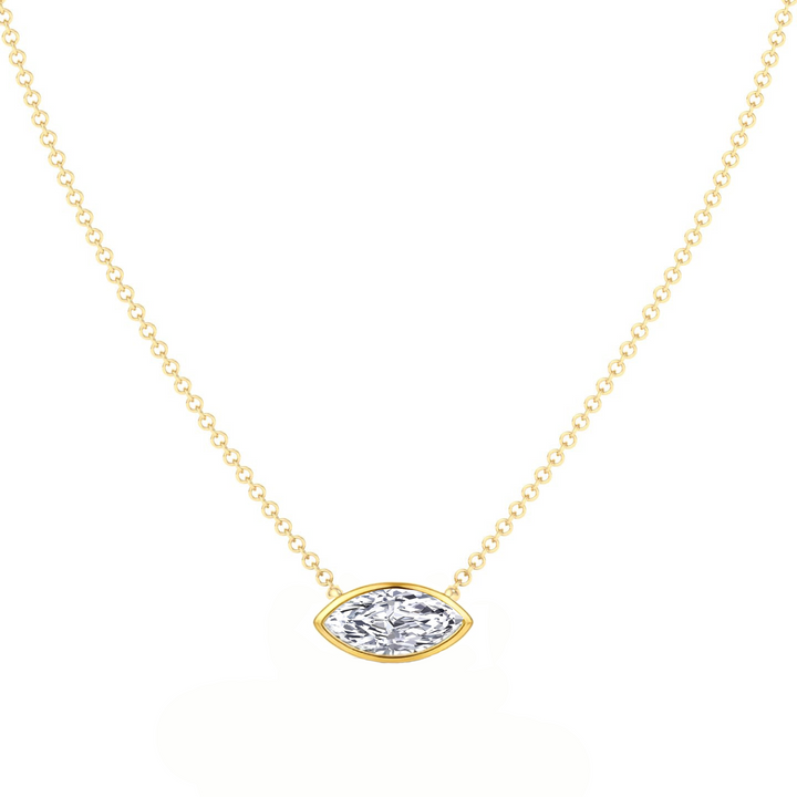 Bezel Floating Marquise Shape Lab Grown Diamond Pendant  YG