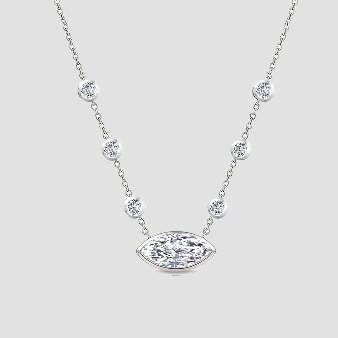 Marquise Cut Bezel Set Lab Grown Diamond Pendant