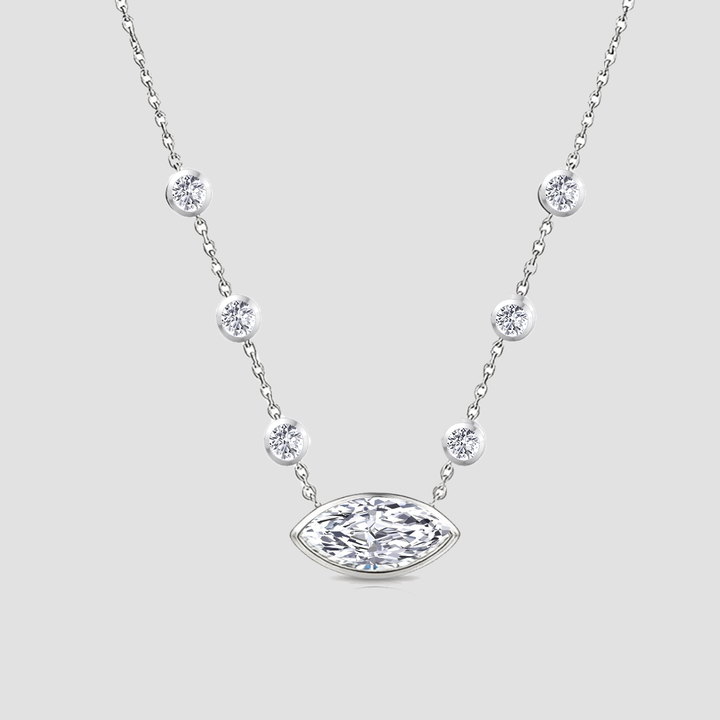 Marquise Cut Bezel Set Lab Grown Diamond Pendant