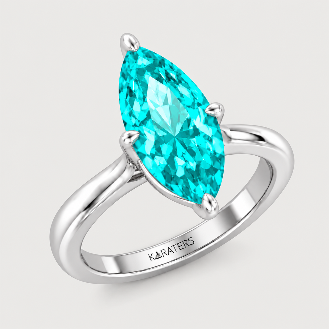 Marquise-Cut Paraiba Tourmaline and Lab-Grown Diamond Engagement Ring