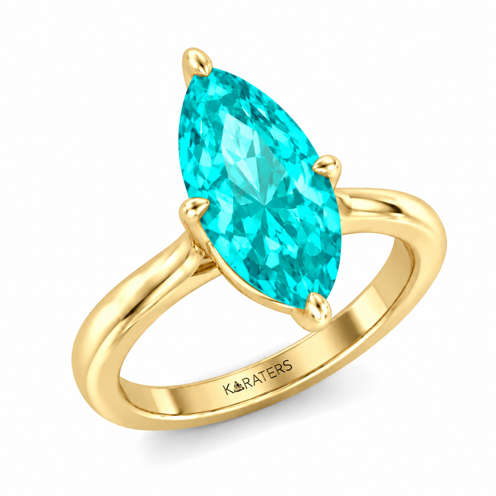 Marquise-Cut Paraiba Tourmaline and Lab-Grown Diamond Engagement Ring YG