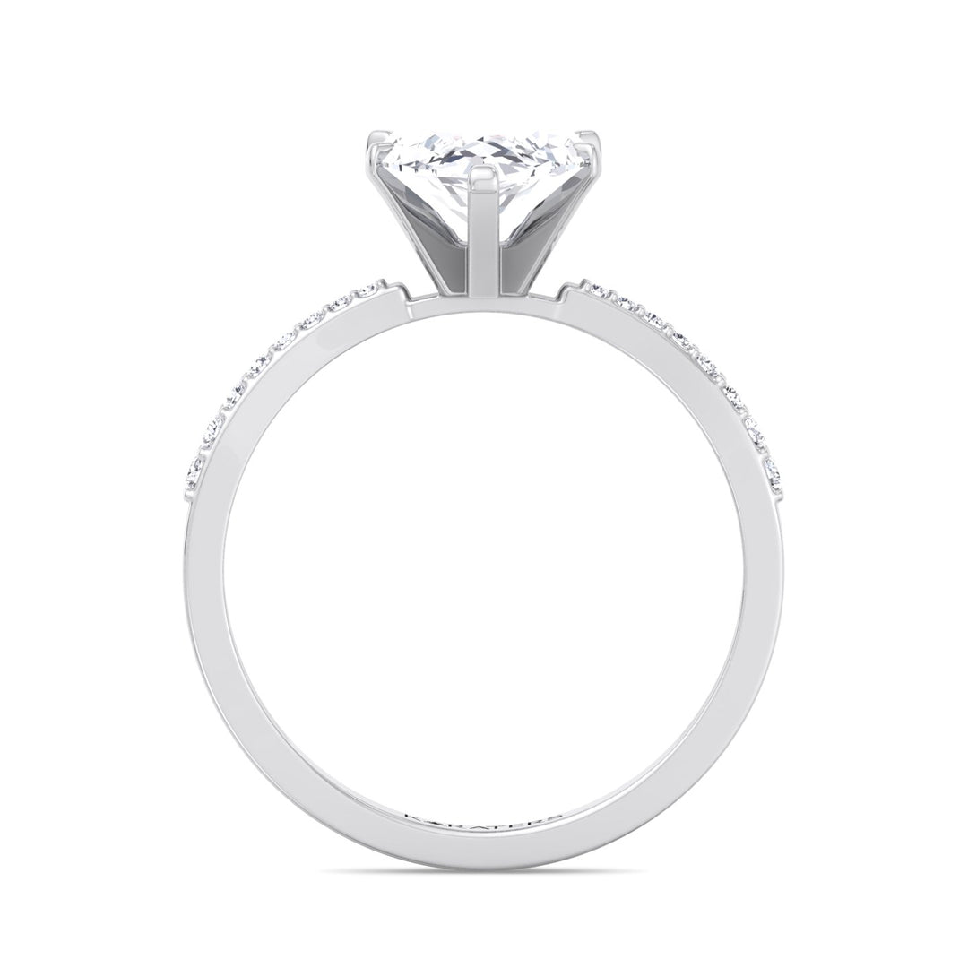 Marquise Cut Lab Grown Diamond Engagement Ring SideStones, White