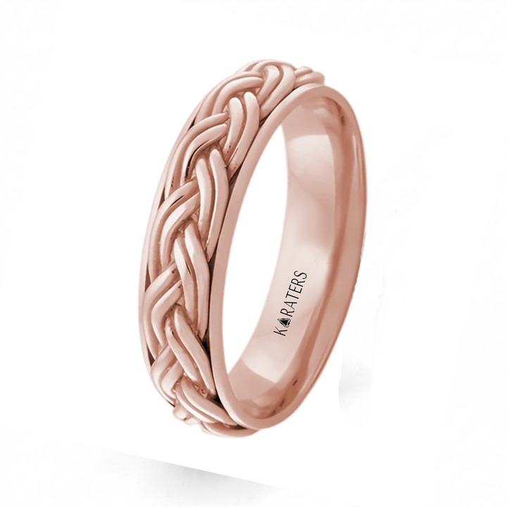 Double Rope Weave Men's Solid Gold Band RG