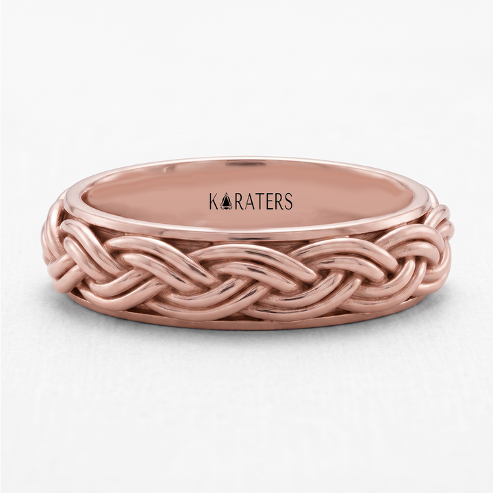 Double Rope Weave Men's Solid Gold Band RG2