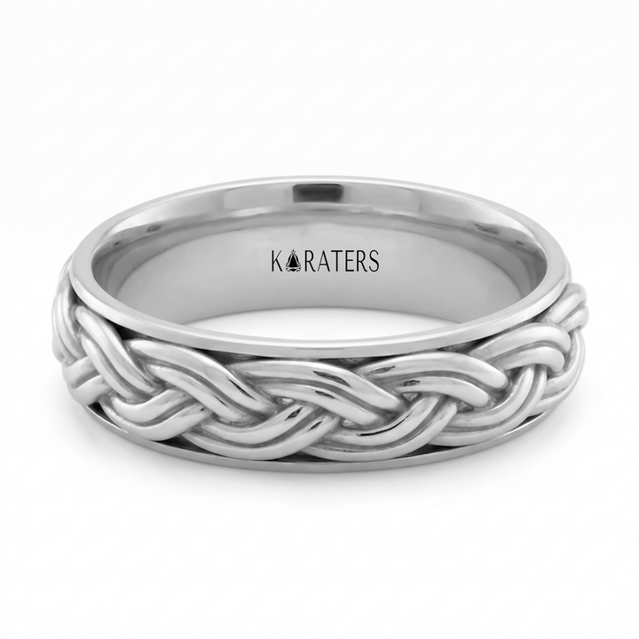 Double Rope Weave Men's Solid Gold Band WG2