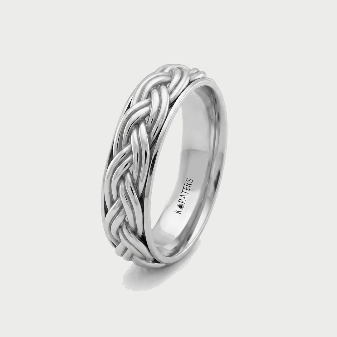Double Rope Weave Men's Solid Gold Band
