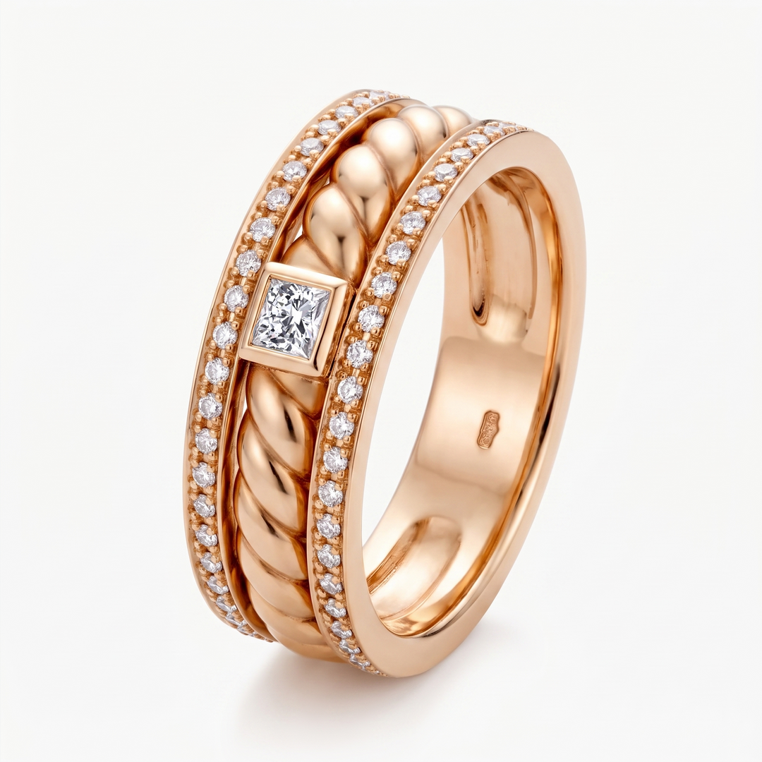 Men's Cushion Cut Lab Grown Diamond Twisted Braid Style Wedding Band RG