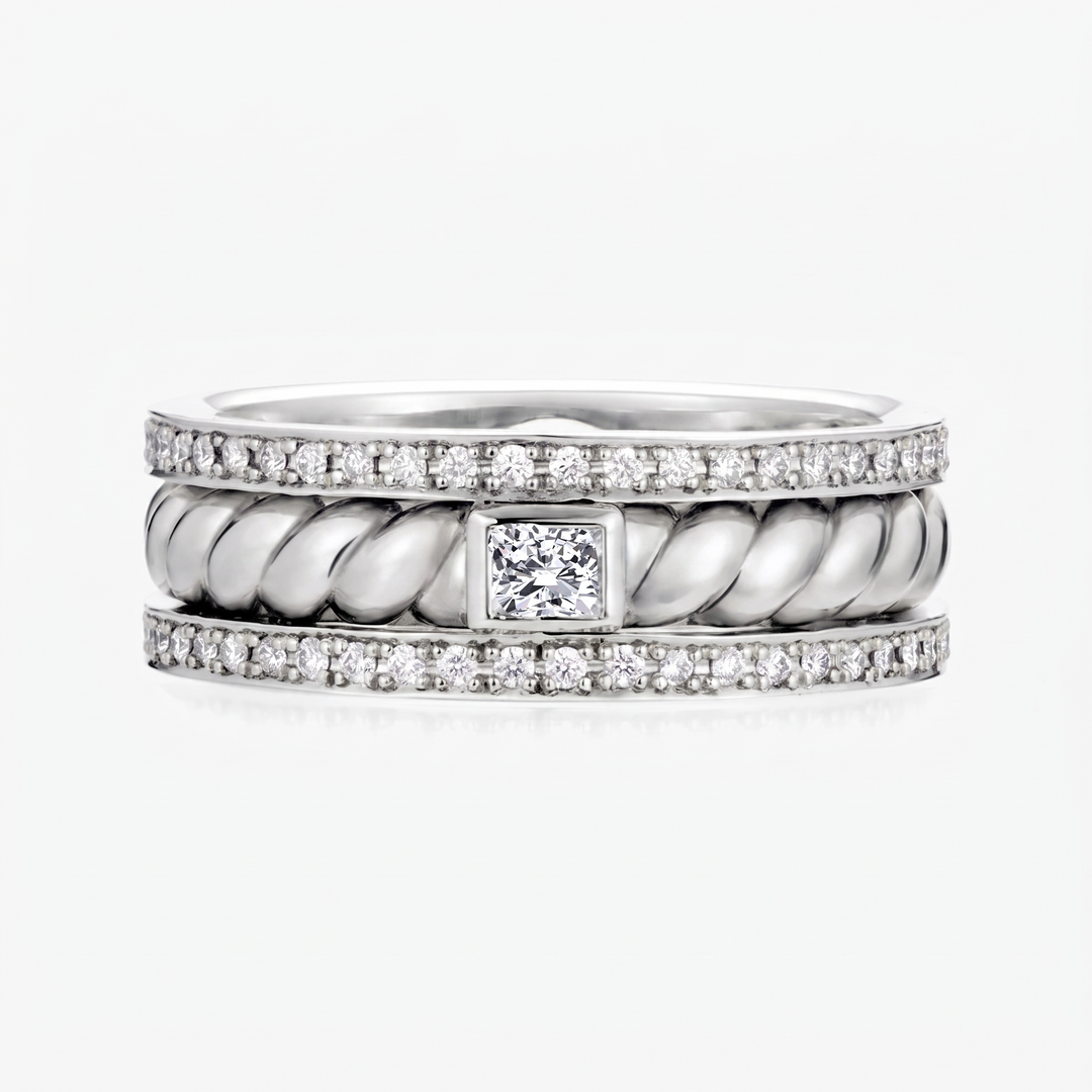 Men's Cushion Cut Lab Grown Diamond Twisted Braid Style Wedding Band WG2