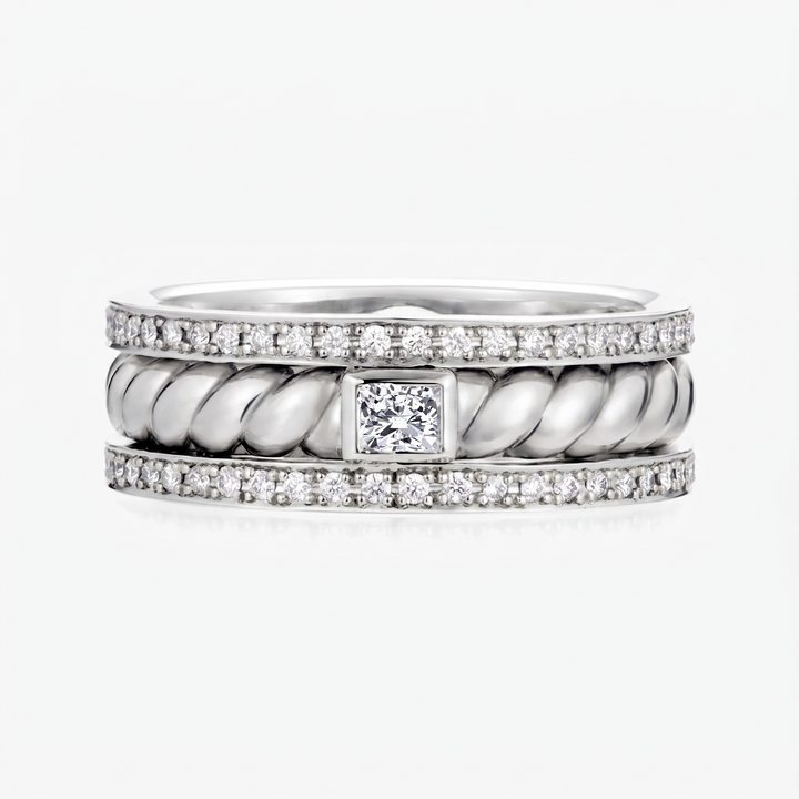 Men's Cushion Cut Lab Grown Diamond Twisted Braid Style Wedding Band WG2