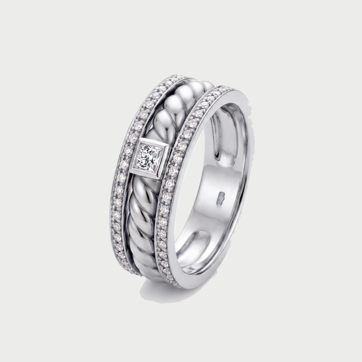 Men's Cushion Cut Lab Grown Diamond Twisted Braid Style Wedding Band