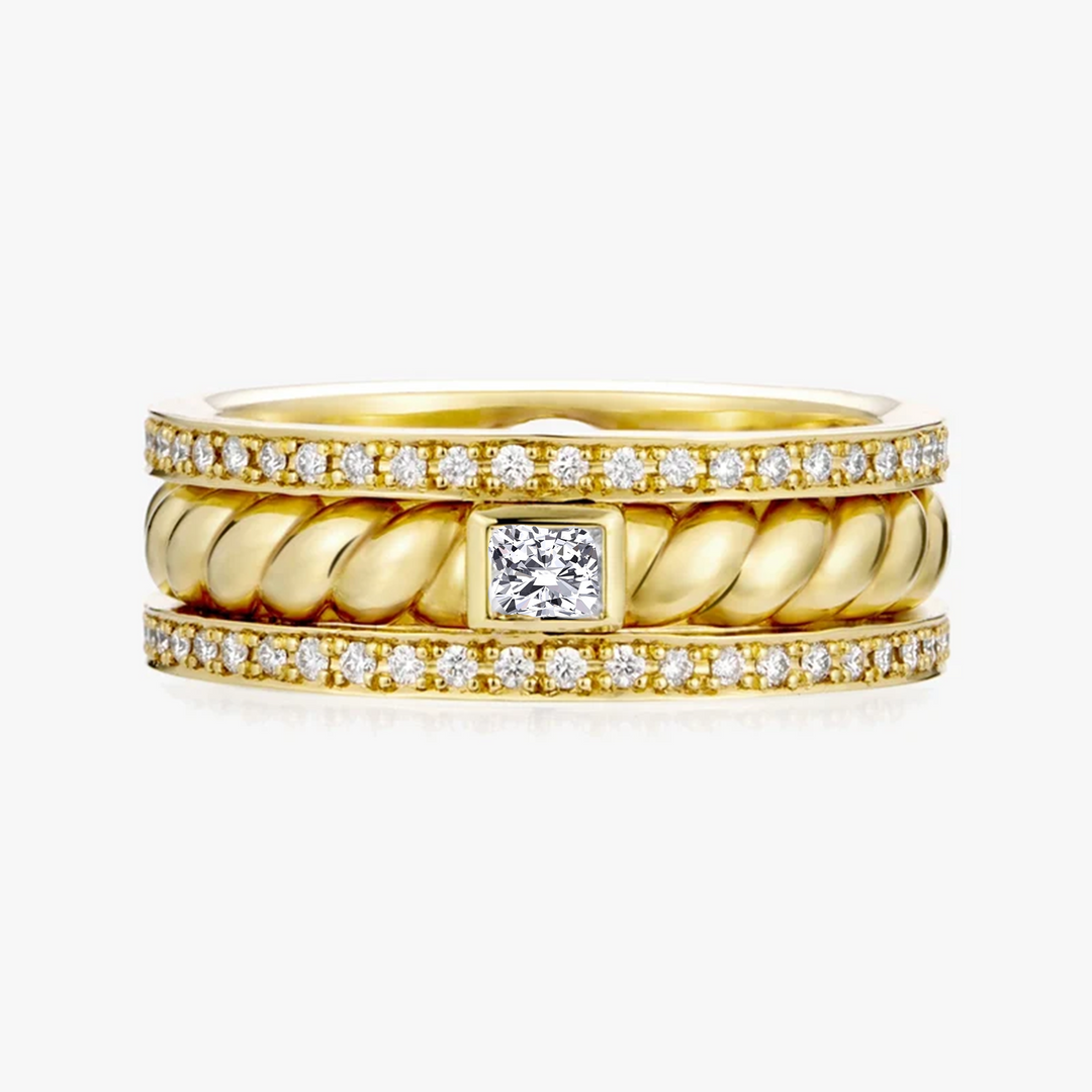 Men's Cushion Cut Lab Grown Diamond Twisted Braid Style Wedding Band YG 2
