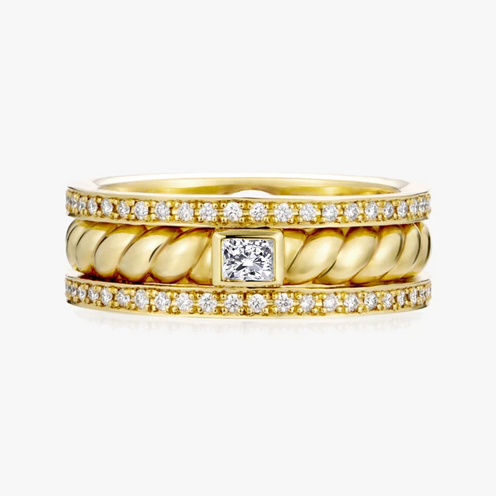 Men's Cushion Cut Lab Grown Diamond Twisted Braid Style Wedding Band YG 2