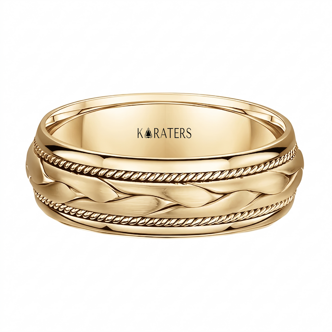 Men's Hand Braided Solid Gold Band  YG 