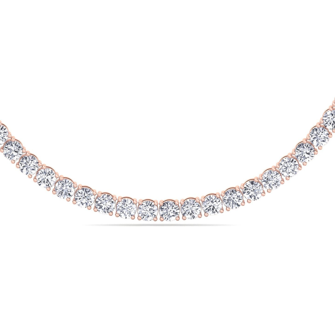Men’s Lab Grown Diamond Tennis Necklace Chain 18K Rose Gold, Close Up