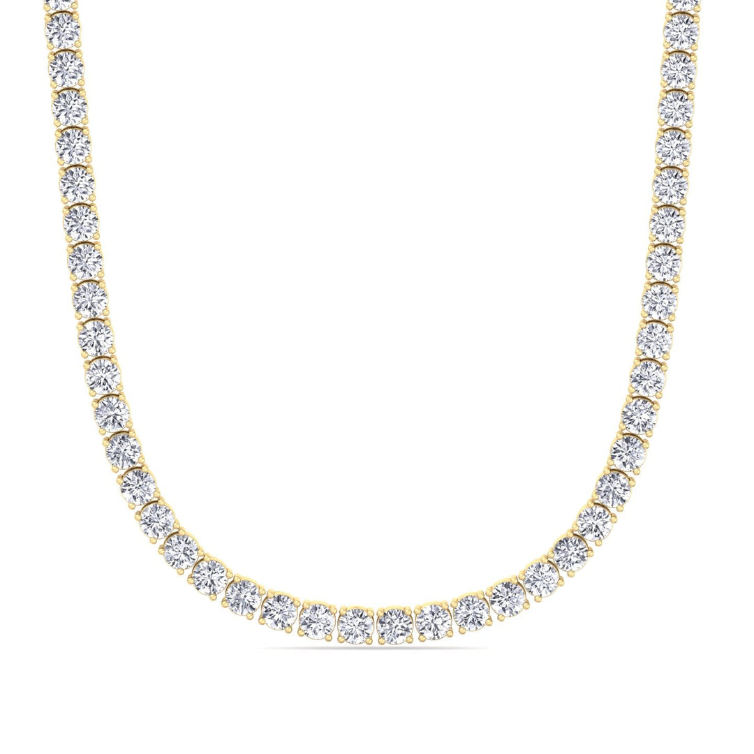 Men’s Lab Grown Diamond Tennis Necklace Chain 18K Yellow Gold