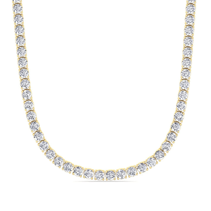 Men’s Lab Grown Diamond Tennis Necklace Chain 18K Yellow Gold