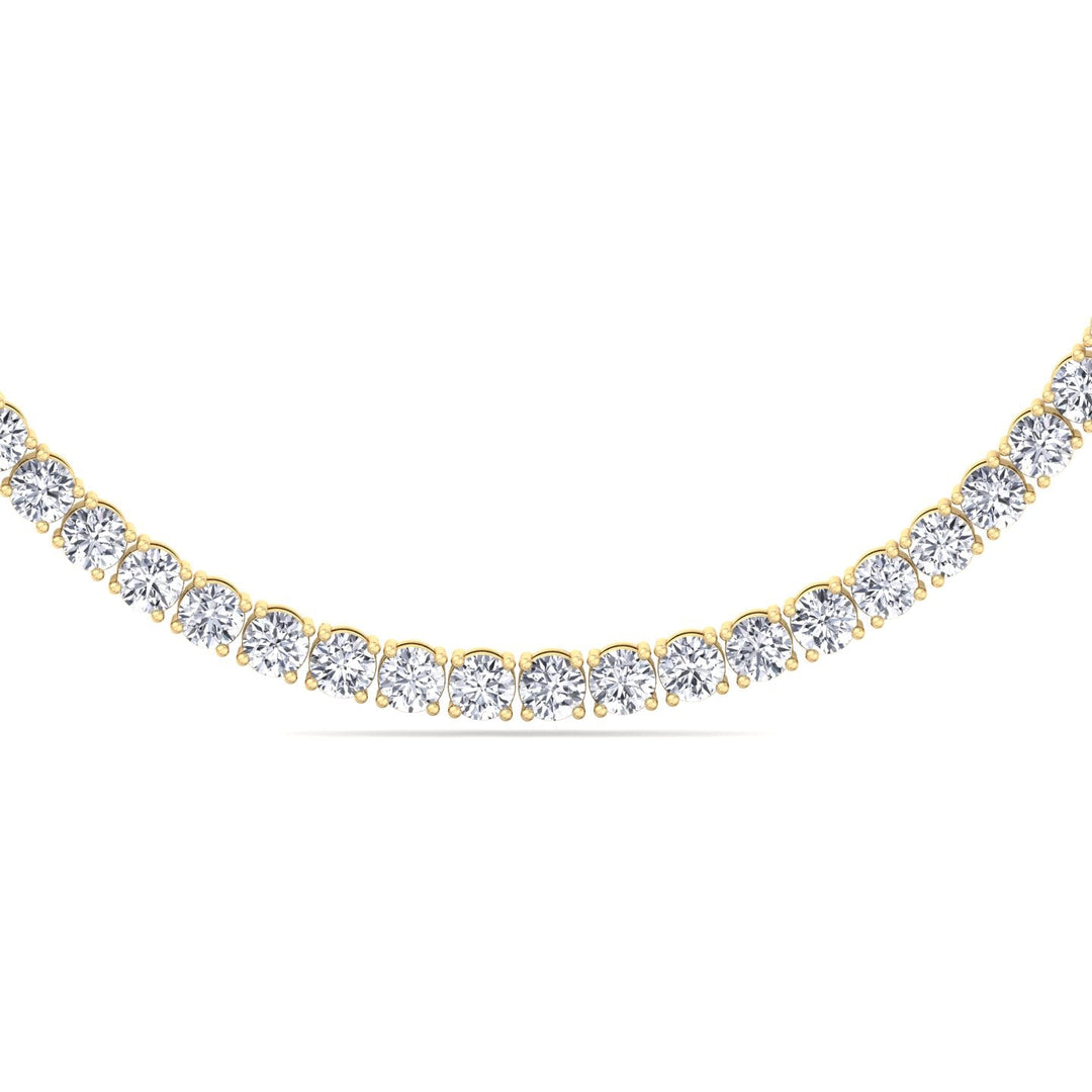 Men’s Lab Grown Diamond Tennis Necklace Chain 18K Yellow Gold, Close Up
