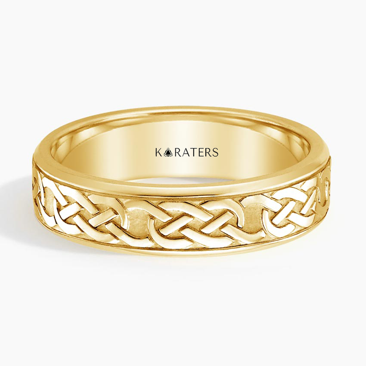 Eternity Knot Pattern Men's Solid Gold Band  YG  2