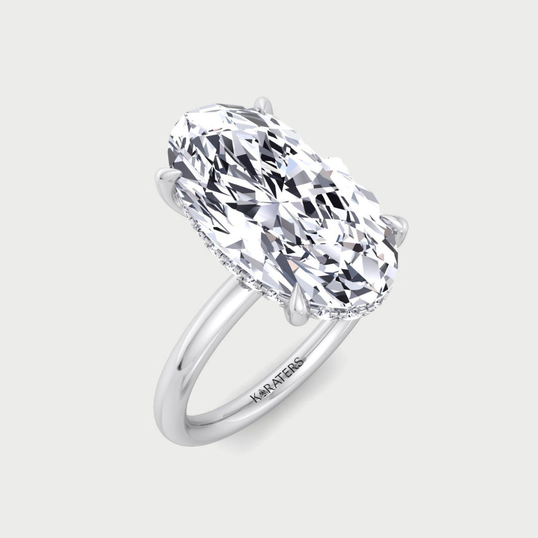 Moval Lab Grown Diamond Engagement Ring with Hidden Halo
