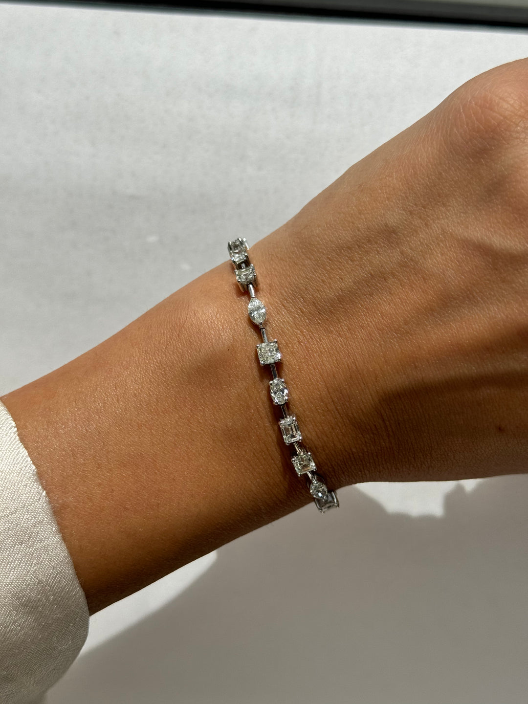 Multi Shape Combo Lab-Diamond Tennis Bracelet 14K Gold