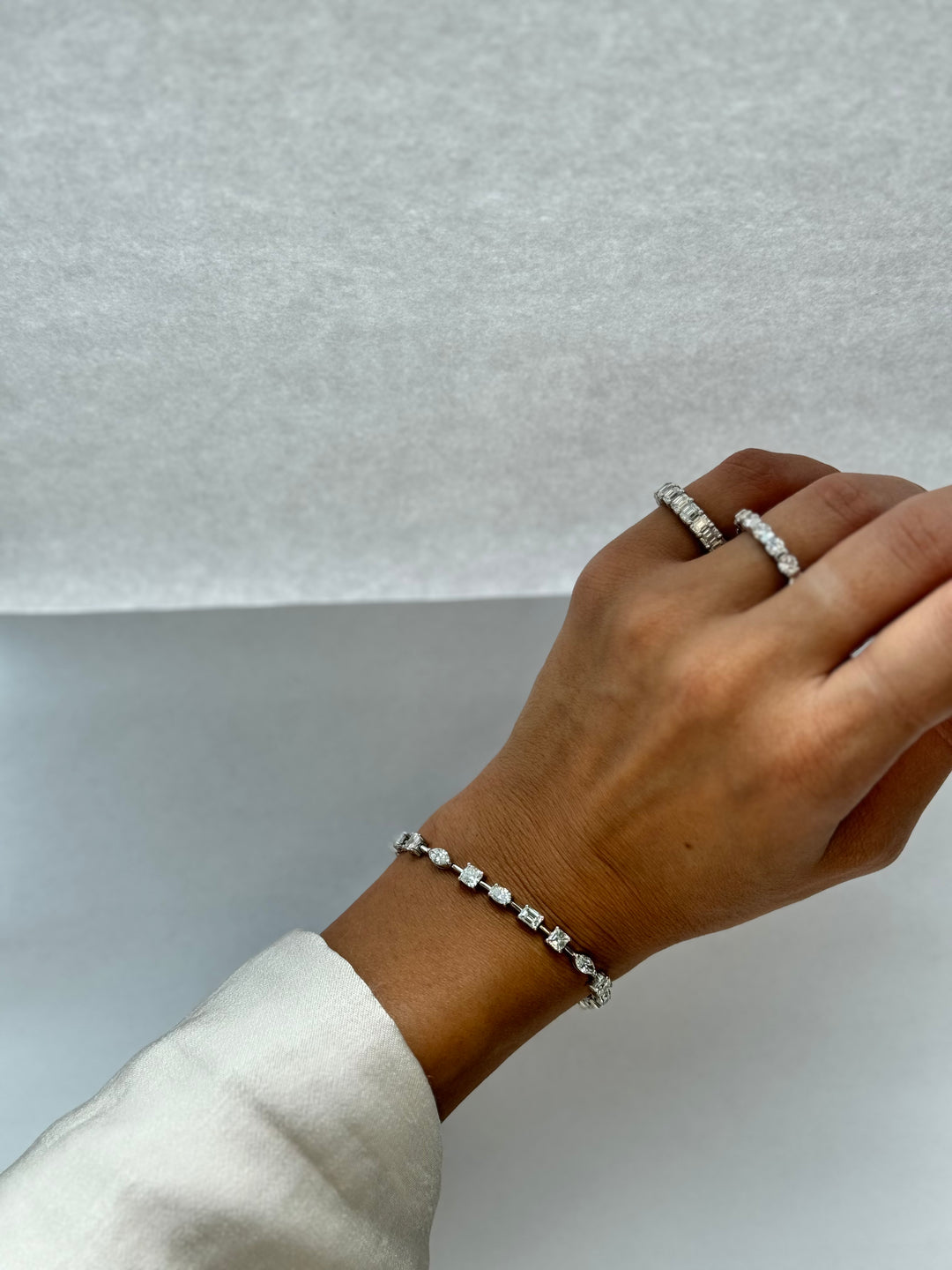 Multi Shape Combo Lab-Diamond Tennis Bracelet 14K View