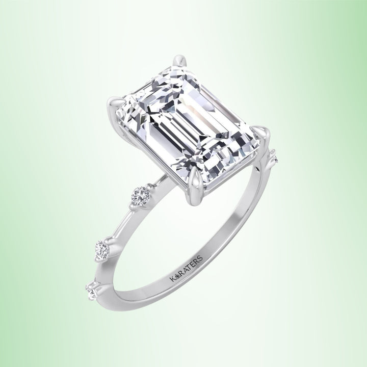 Multiple Stone Emerald Cut Lab Diamond Ring with Thin Band