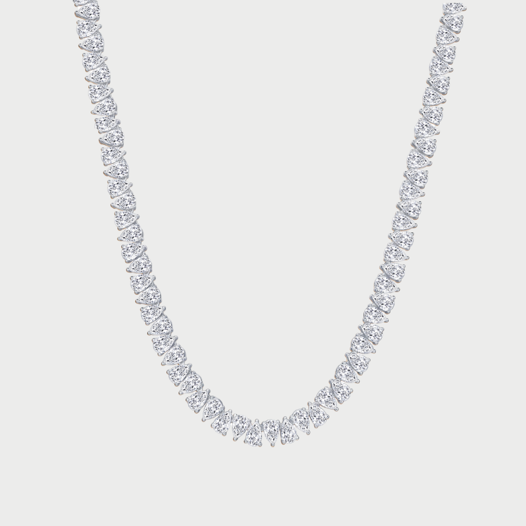 North-South Pear Shape Lab Grown Diamond Tennis Necklace