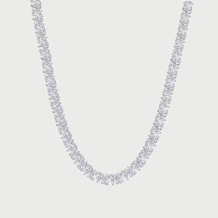 North-South Pear Shape Lab Grown Diamond Tennis Necklace