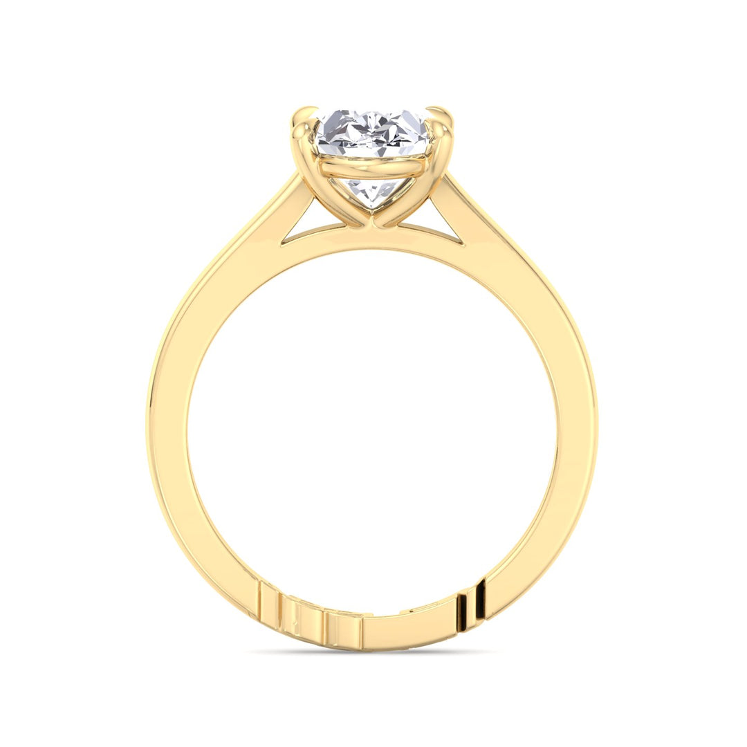Oval-Cut Lab Diamond Ring Custom Name Band Yellow 
 