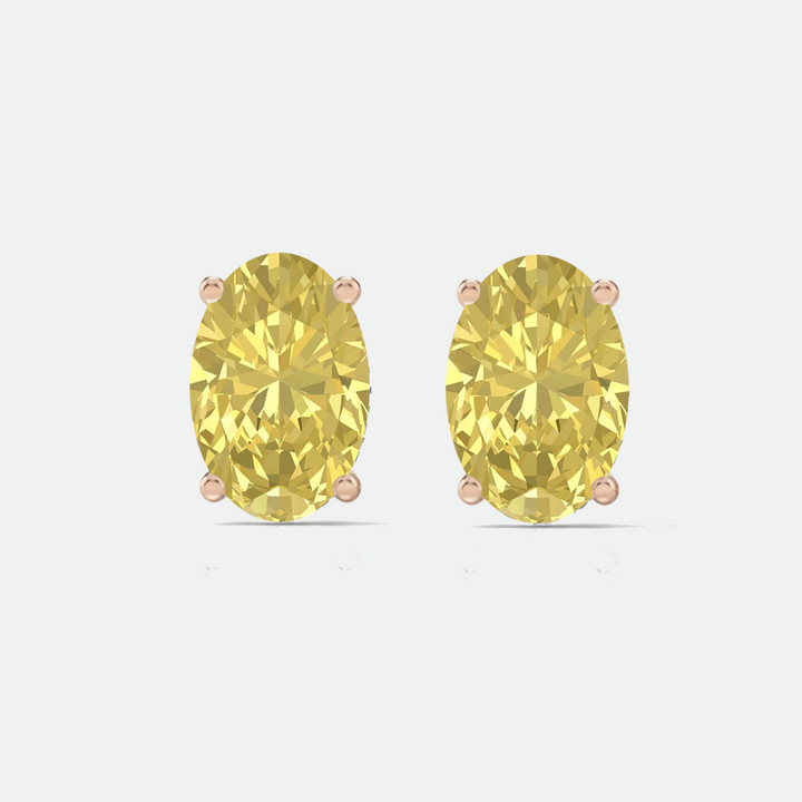 Fancy Yellow Oval Cut Lab Grown Diamond Studs RG