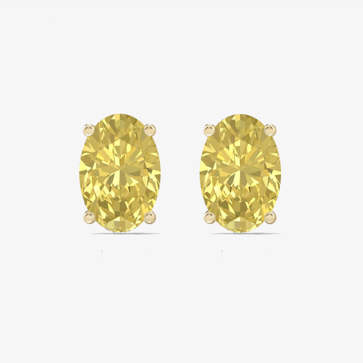 Fancy Yellow Oval Cut Lab Grown Diamond Studs YG