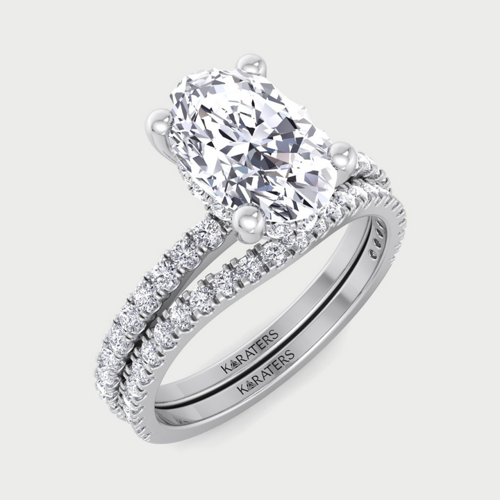 3.63CT Total Weight  Oval Halo Lab Grown Diamond Wedding Set