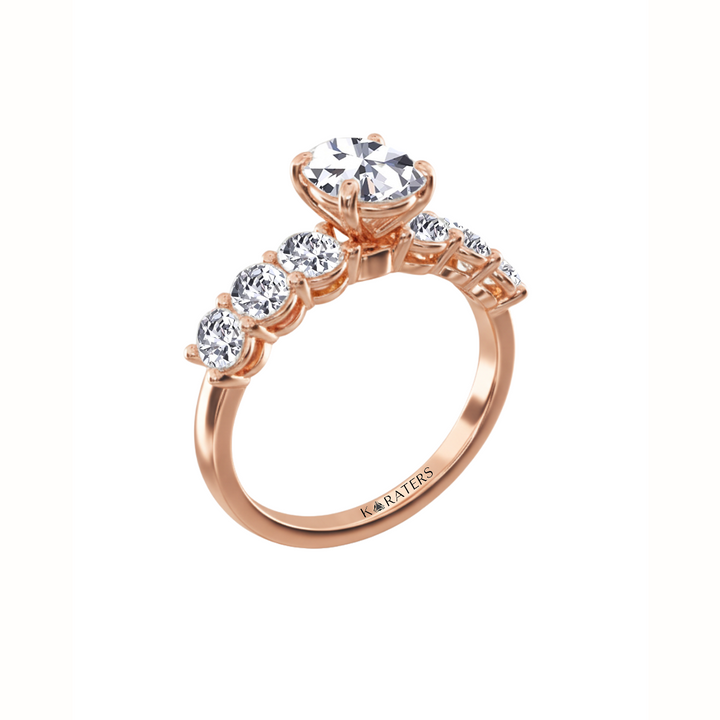 Oval Lab-Grown Diamond Engagement Ring with Oval Cut Sidestones