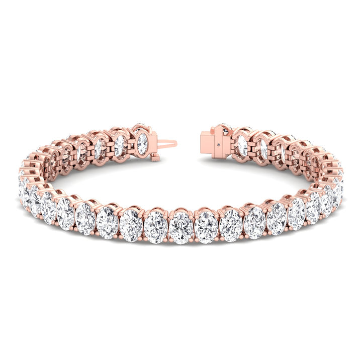 Oval Cut Lab-Grown Diamond Tennis Bracelet 18K Solid Gold