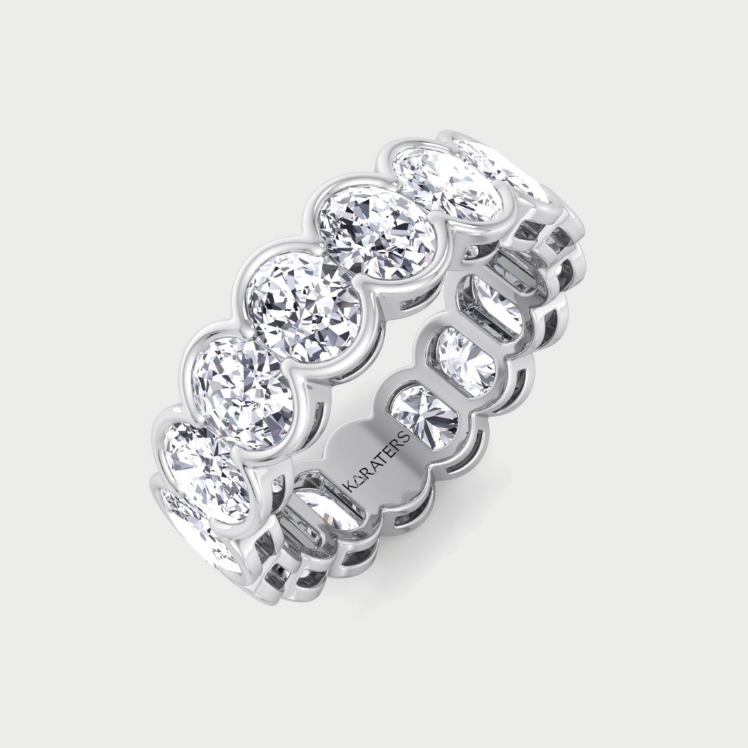 Oval Shape Half Bezel Lab Grown Diamond Eternity Band