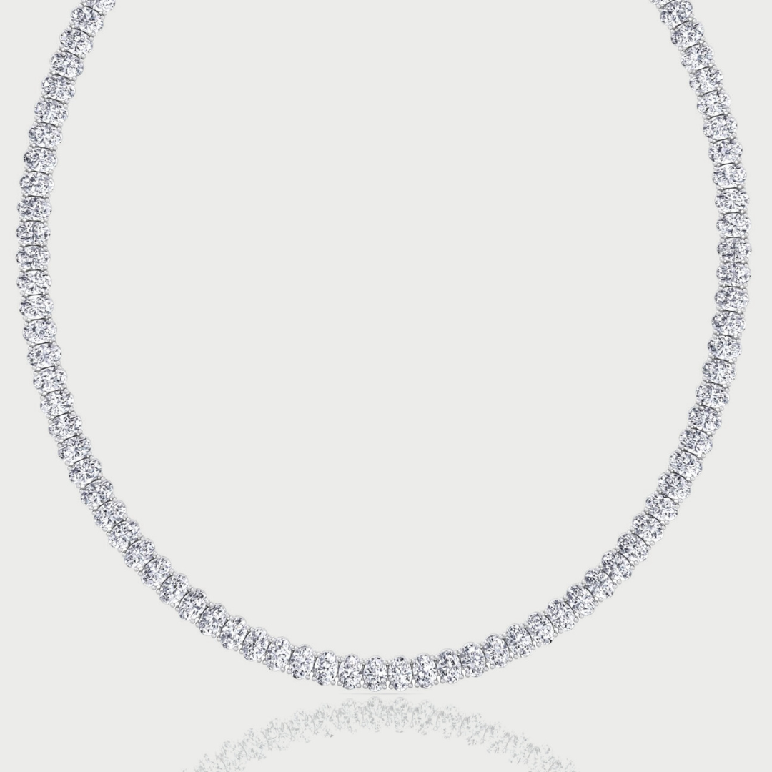 Oval Shape Lab Grown Diamond Tennis Necklace