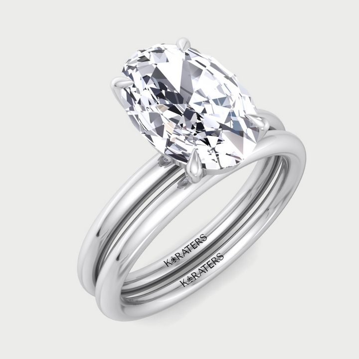 4CT Total Weight Oval Shape Lab Grown Diamond Wedding Set