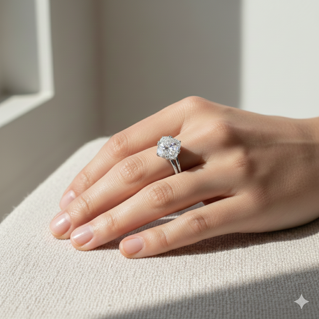 White Gold Oval Cut wih Side Stone lifestyle