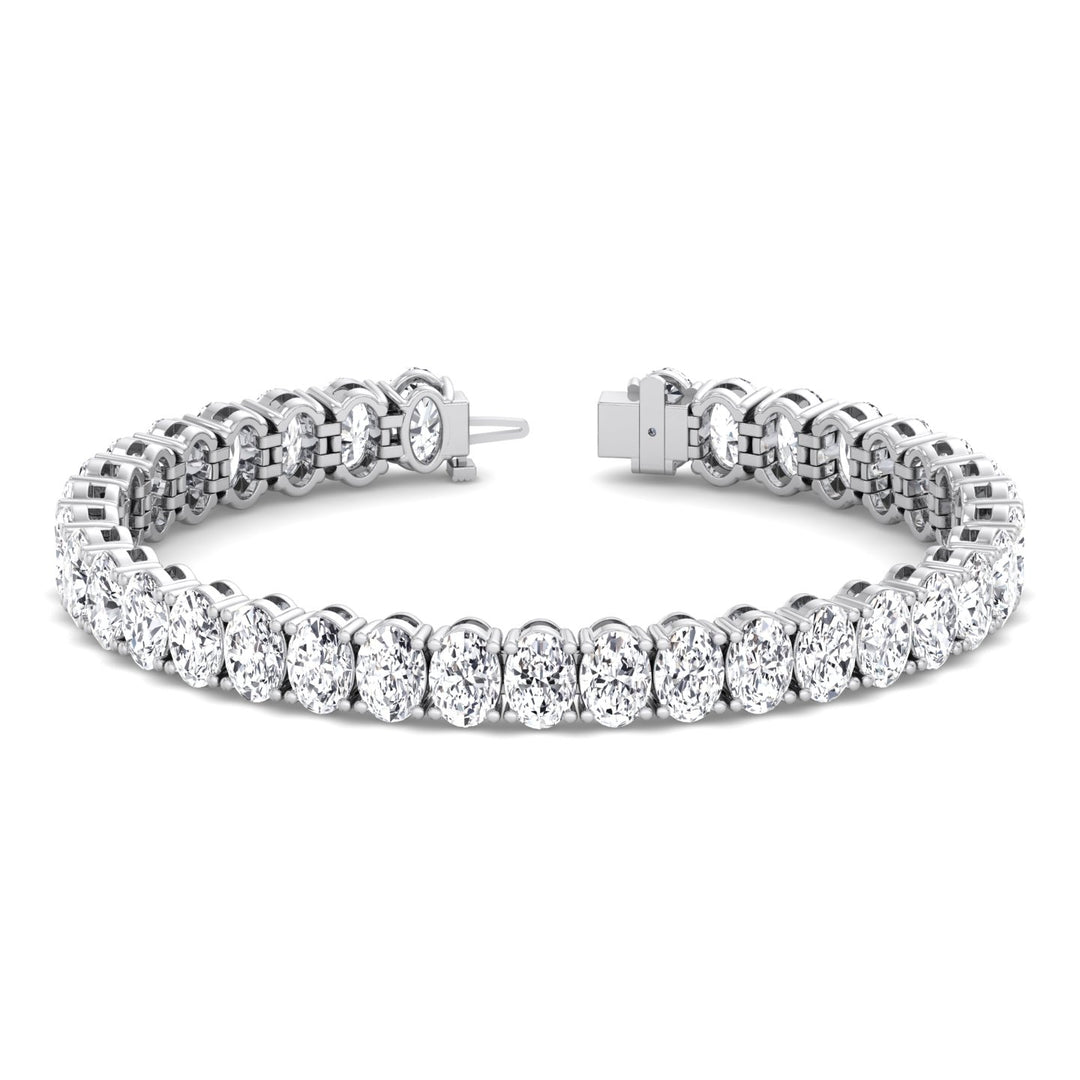 Oval Cut Lab-Grown Diamond Tennis Bracelet 18K Solid Gold