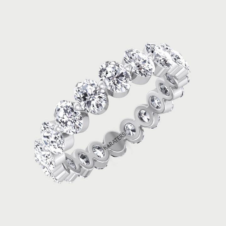 Floating Oval Shape Lab Grown Diamond Eternity Band Single Prong
