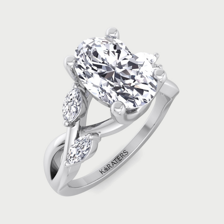 Oval Cut Lab Grown Diamond Engagement Ring Twist Band