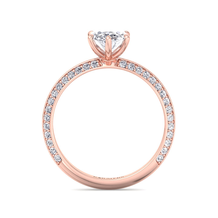 Oval Diamond Ring with Double Sided Pave Band Rose